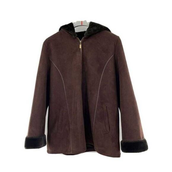Marvin Richards Jackets & Blazers - Vintage Marvin Richards Brown Faux Fur Lined Faux Sude Warm Winter coat Jacket M